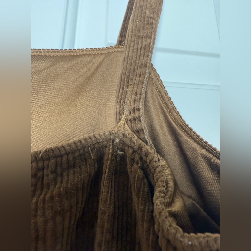 American Eagle Outfitters women's brown corduroy overall mini dress - Picture 8 of 10